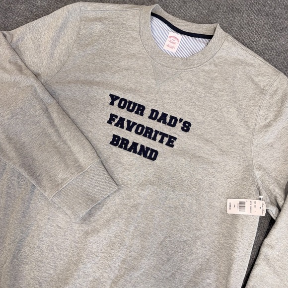 Brooks Brothers Sweatshirt Men 2XL Gray Cotton Your Dads Favorite Brand Logo NEW